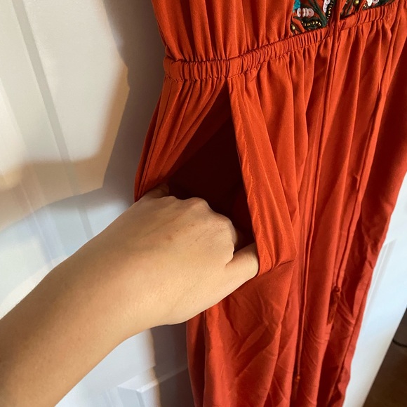 Nasty Gal orange floral trim wide leg jumpsuit - Picture 6 of 6